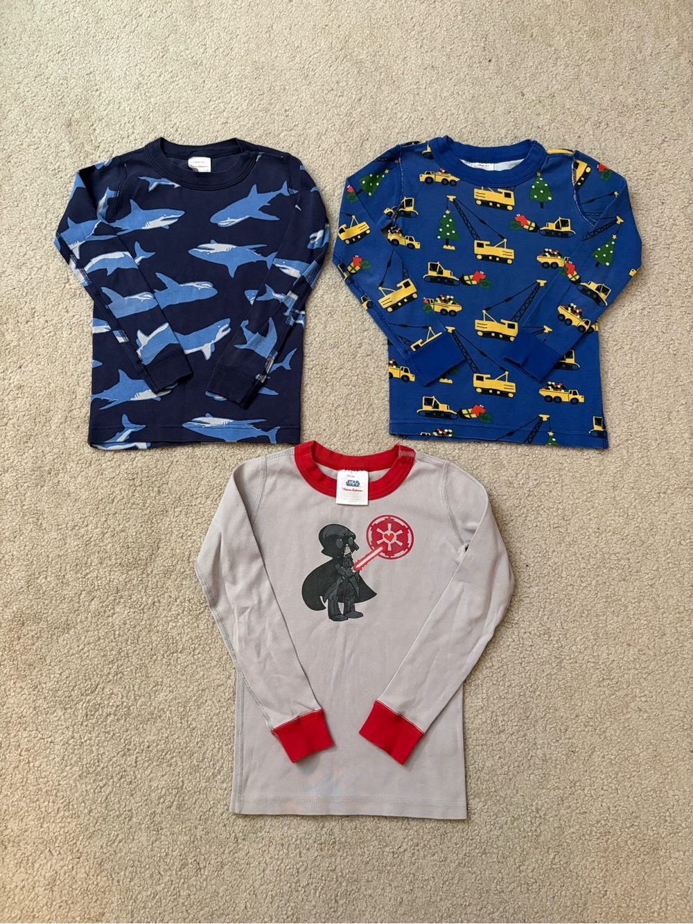 3-pack Hanna Andersson organic cotton pj tops, size 5 (110cm)
